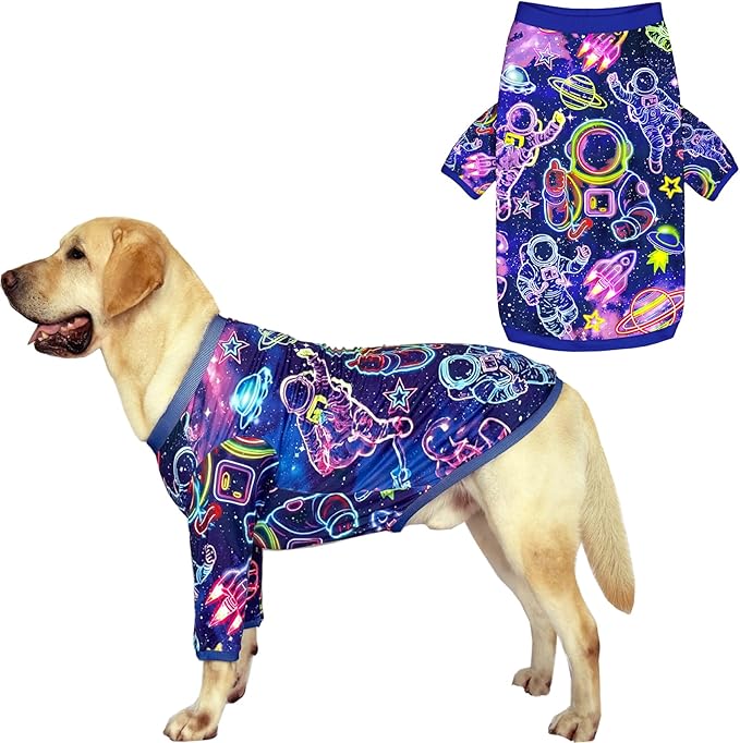 Dog T Shirts with Astronaut Pattern Printed Pet Shirt Softable Pajamas for Large Dogs,Astronaut L