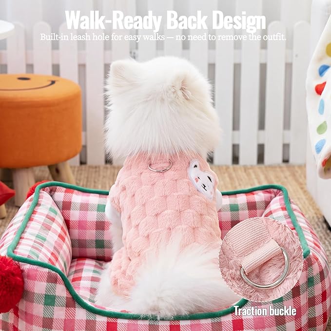 Dog Sweater for Small Dogs Puppy Cats Winter Warm Soft Pet Clothes Pullover Cute Extra Small Dog Apparel, Cat Sweaters for Cats Only Fit Chihuahua Yorkie(Pink, S)
