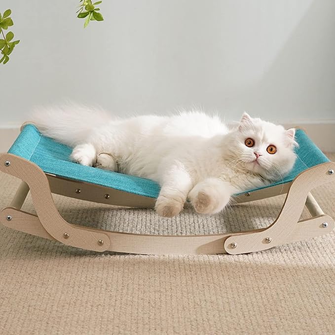 Cat Hammock, Wooden Cat Swing Bed, 2 in 1 Cat Rocking Chair and Hammocks, Modern Pet Furniture for Small to Medium Size Cat Dog