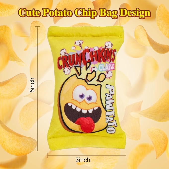 Catnip Cat Toys Potato Chips, Soft and Durable Crinkle Sound with Catnip Inside, Interactive Cat Toys for Indoor Cats Kitten Kicker Chew Exercise Cat Nip Toys 5 Inches