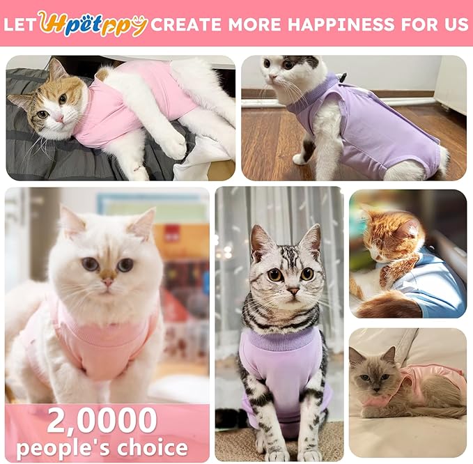 Hpetppy Cat Recovery Suit, Breathable Cat Surgery Recovery Suit Female, Cat Onesie for Cats After Surgery Spay Surgical Abdominal Wound Skin Diseases Cone of Shame Alternative (Pink,S)