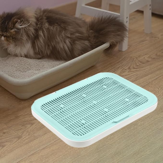 HouseVibe Cat Litter Mat with Double Layer Design, Litter Trapping Floor Mat for Cats, 15.75x11.81 Inch Reusable Waterproof Scatter Control Pad for Pet Supplies- Green
