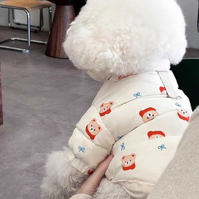 Extra Warm Dogs Jacket Cute with Leash Ring Windproof Puppy Winter Coats for Small Dogs (L (8.8-12lbs))