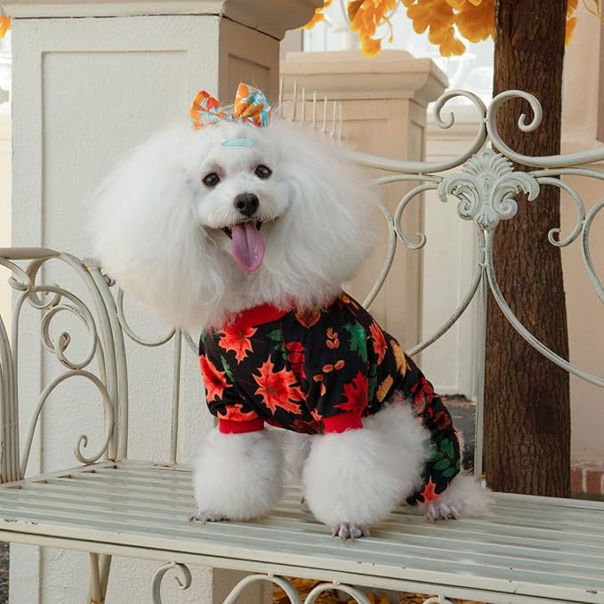 CuteBone Dog Halloween Pajamas Puppy Onesies Small Dogs Soft Pjs Coat Cat Apparel Comfy Pet Christmas Clothes Outfit Doggie Bodysuit P265S
