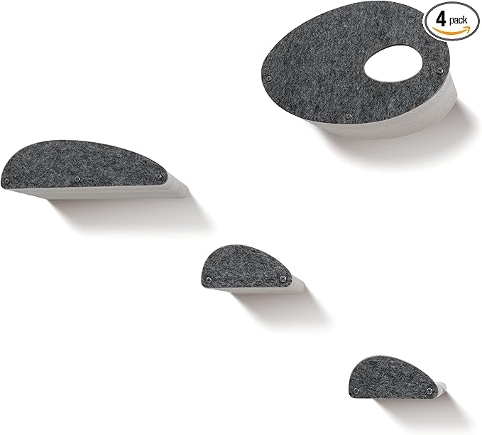 Accessory ADD-ON Set of 4 Facades Covers Compatible with Cat Wall Shelves by Pryde Pets - 100% Sustainable PET Felt - Climbers Sold Seperately - Cats Shelf Privacy and Safety Bumpers (Charcoal)