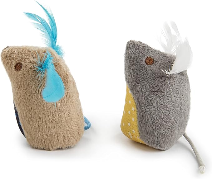 SmartyKat (2 Count) Mouse Mates Plush Catnip Cat Toys - Brown/Gray, 2 Count