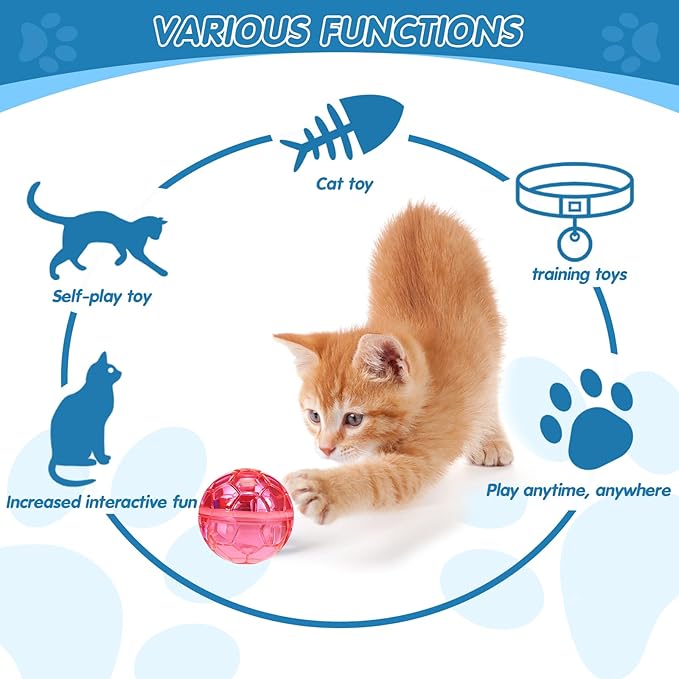 Sratte 6 Pcs Ghost Hunting Cat Ball Activated Cat Toy Motion LED Light Pet Balls Motion Dog Interactive Pet Toys Glowing Mini Running Exercise Supplies for Animals Activity