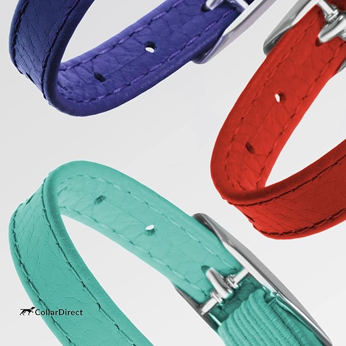 CollarDirect Leather Cat Collar with Removable Bell – Safety Elastic Strap (Breakaway Alternative) – Kitten Collar for Small & Big Boy & Girl Cats
