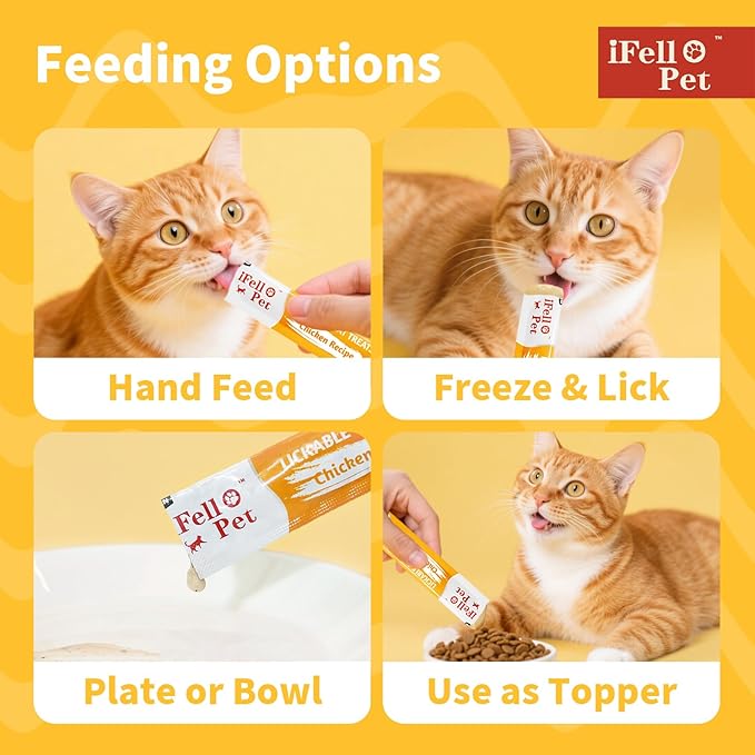 High-Meat High-Moisture Lickable Cat Treats Variety Pack – Real Chicken & Seafood – Silky Creamy Purée – Grain-Free (15g Each | 12 Tubes)
