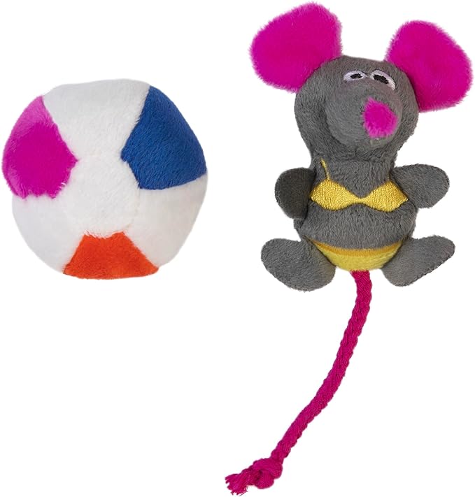 Mad Cat Beach Babe Catnip and Silvervine Plush Soft Cat Toy, Pack of 2