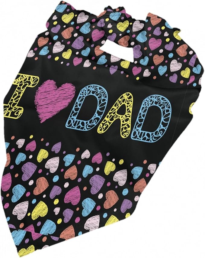Happy Father's Day Dog Bandana Adjustable Reversible Triangle Dog Scarf Scarves Pet Bibs Costume Accessory Decor for Cats