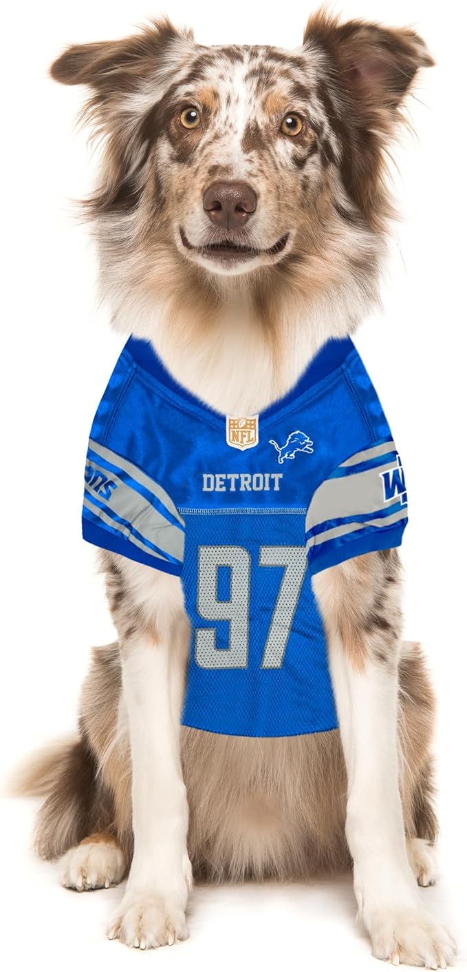 NFLPA Aidan Hutchinson PET Jersey, NFL Dog Shirt, Size Large, Detroit Lions Mesh Jersey for Dogs