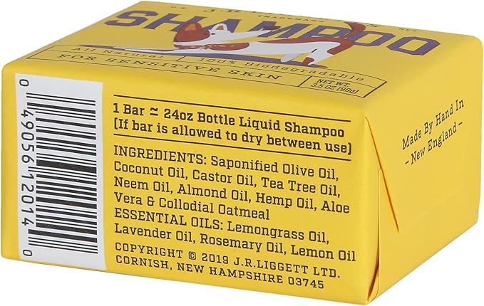 J.R.LIGGETT’S Natural Dog Shampoo Bar for Sensitive Skin - 100% Detergent Free, Non-GMO, Tear-Free Formula Gently Calms Dry, Itchy Skin - Safe for Puppies and for Regular Use - 3.5 oz Bar