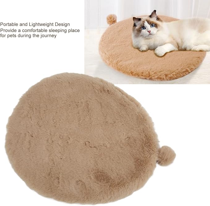 KANASI 1.6 Inch Round Faux Rabbit Fur Cat Bed, Replacement Pad for Pet Sleeping Mats for Windowsills Cages Kennels and Furniture (Grey)