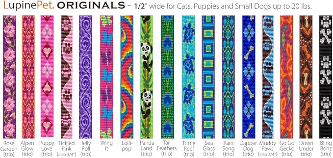 LupinePet Originals 1/2" Turtle Reef Cat Safety Collar, 8-12", no Bell