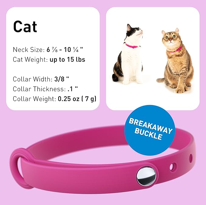 Nuvuq Cat Collar 2 Pack - Soft, Comfortable, and Lightweight Safety Breakaway Collar with Name Tag Ring for Outdoor Cats and Sensitive Skin Kittens (6 ⅞" to 10 ¼", Pink)