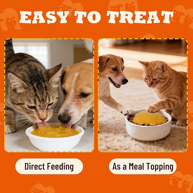 15.5oz Premium Pumpkin Puree for Cats & Dogs - Digestive Health,Sensitive Stomach for Soft Cat Treats - Natural Fiber Supplement for Dog Food Toppers,Kittens,Puppy Snacks