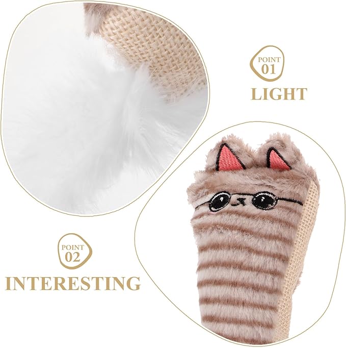 Abaodam Plush Catnip Cat Teething Chew with Crinkle Paper Sisal Sound Interactive Indoor for Cats Gray Animal Shape
