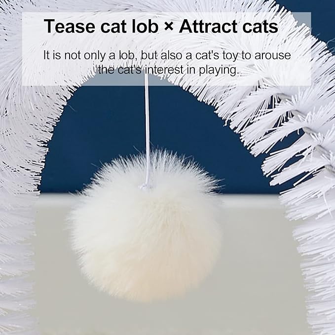 Cat Arch Self Groomer with Cat Toy Ball Cat Arch Scratcher Cat Hair Brush Cat Brush Arch Grooming Supplies Kitten Hair Massaging Brush with Dangling Ball