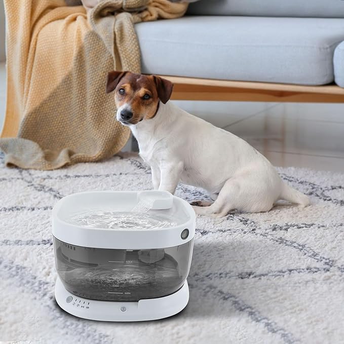 Cat Water Fountain, 1.85Gal/7L Cat Fountain Battery Operated with Filters, 5000mAh Battery, Automatic Pet Water Fountain for Cats, Dogs, Multiple Pets Easy Clean (White)
