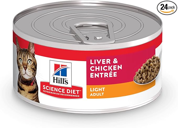Hill's Science Diet Adult 1-6 Light Wet Cat Food, Liver & Chicken, 5.5 oz. Cans, 24-Pack