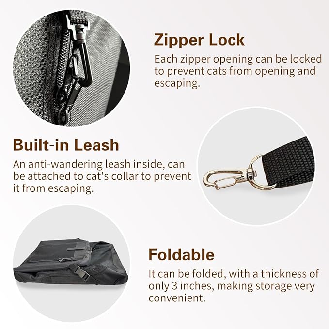 Large Cat Carrier, Portable Soft Sided Road Car Carrier, for Small Dog or Big Cats, 20"x13"x13" Outside Folding Comfortable Design, Black