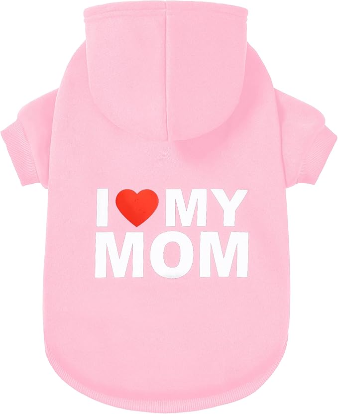 Dog Sweater Dog Hoodie Cold Weather Dog Coat Hooded Sweatshirt for Puppies,Cats, Small Medium Large Dogs (Pink(Mom), X-Small)