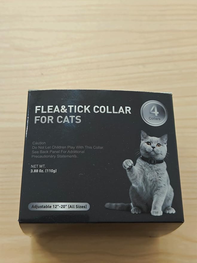Flea and Tick Collar for Cats, 4 Pack Cat Flea Collar with Natural Essential Oils, Adjustable for All Cats & Kittens(Black)