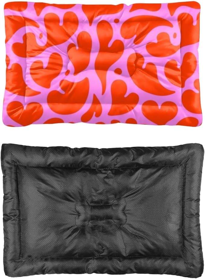Red Love Heart Dog Crate Pad Non Slip Bottom Portable Pet Mat Warm Mat for Dogs Dog Pet Supplies Multi Scenario Multi Model Crate Gift Printed Car Bed 24× 18 Inch
