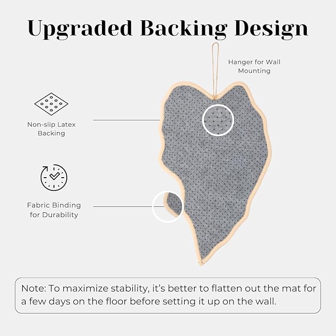 Botanical Leaf Cat Scratching Mat – Leaf-Shaped Natural Sisal Pad for Wall & Floor, Hanging Cat Scratcher with Catnip Pompom, Unique Indoor Jungle Decor & Furniture Protector (21.7 x 13 x 0.2 inches)