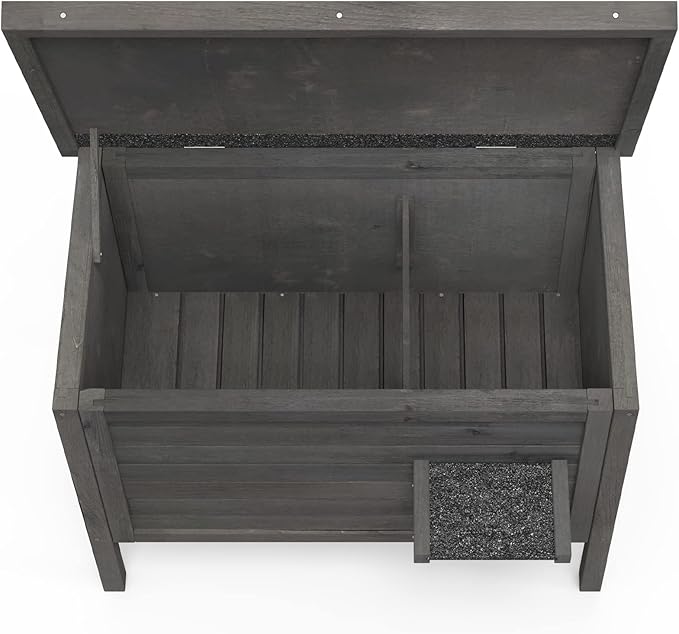 GDLF Outdoor Cat House Feral Cat Enclosure 100% Insulated All-Round Foam Weatherproof Solid Wood Large Size for Multiple Felines 34.5" L*21.5" W*27.2" H