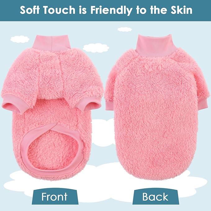 Sphynx Cat Sweater, Hairless Cats Turtleneck Pullover Kitten Sweaters for Cats Only, Warm and Soft Cat Pajamas Shirt with Sleeves Pet Winter Clothes Fleece Jumpsuit for Puppy, Pink M
