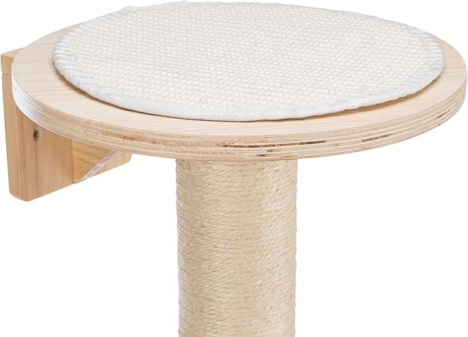 Trixie Mateo Wall Mounted Cat Tree – Jute & Plush Wall System with Hammock, Condo & Platforms – Compact Cat Furniture for Indoor Cats – Natural/White, 25.59" x 21.65" x 54.33"