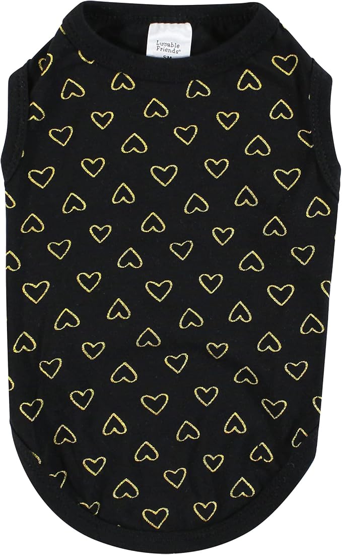Luvable Friends Dog Pet Dog and Cats Cotton T-Shirts 2pk, BFF Hearts, X-Large