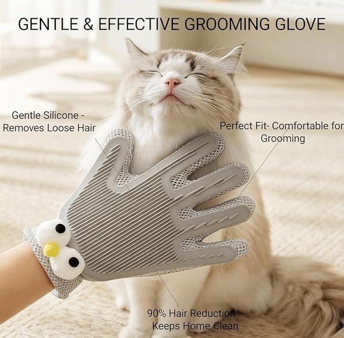 MEUOMIW - Pet Hair Remover Glove for Dogs & Cats - Deshedding Mitt & Grooming Brush - Gentle Massage Tool for Shedding Pets with Short or Long Fur - Bath Brush for Efficient Cleaning (one piece)
