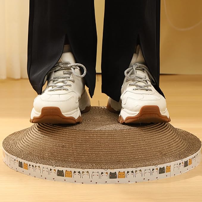 Round Corrugated Cat Scratcher Bed for Furniture Protection, Anti-Scratch Cat Scratching Pad