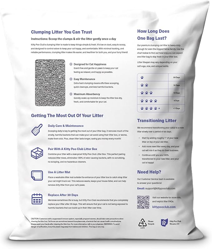 Kitty Poo Club Fresh Scent Clay Litter Bag – Hard Clumping Cat Litter with Odor Control, Absorbent Formula