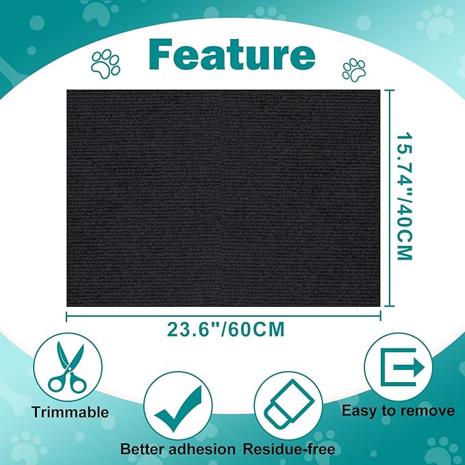 ENONCI 23.6x15.8 Couch Wall Corner Protection for Indoor Cats,Anti Scratch Furniture Protector from Cats Scratching,Trimmable Climbing Cat Scratcher Pad Play Mat Easy Use for Cat Board/Door/Carpet