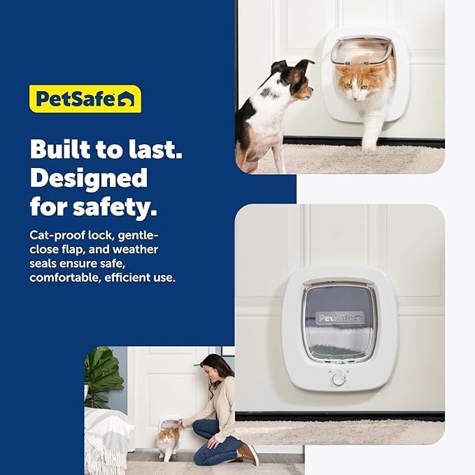 PetSafe Big Cat Door Interior and Exterior Pet Door for Cats, Small Dogs and Multi-Pet Households Push-&-Turn 4-Way Locking Mechanism for Extra Security Soft Close Flap for Added Safety