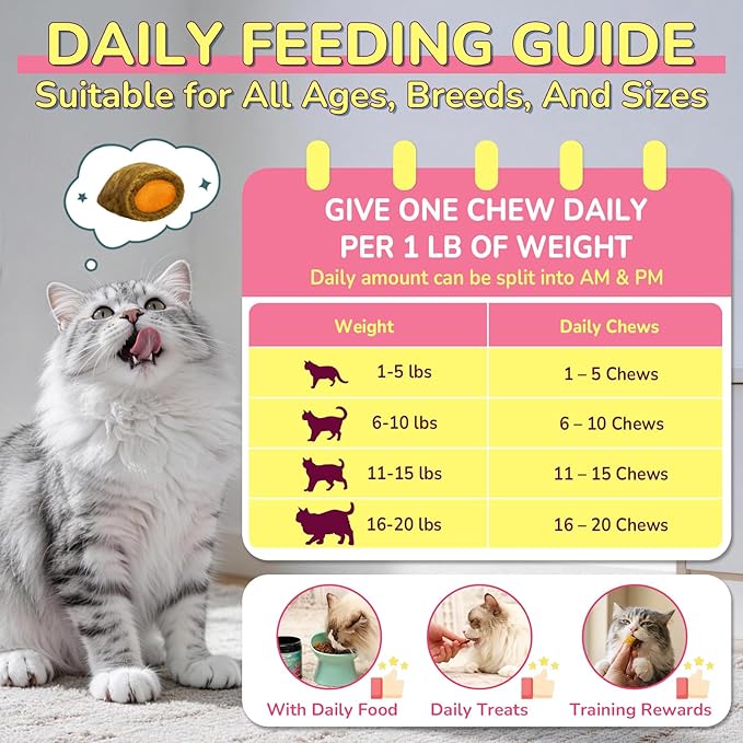 Woyamay Flea Treatment for Cats & Itch Relief Chews, 500 Crunchy Cat Flea Treatment Chews, Cat Itchy Skin Relief, Cat Itching Relief & Skin Care, Flea Prevention for Cats, Chicken Flavor