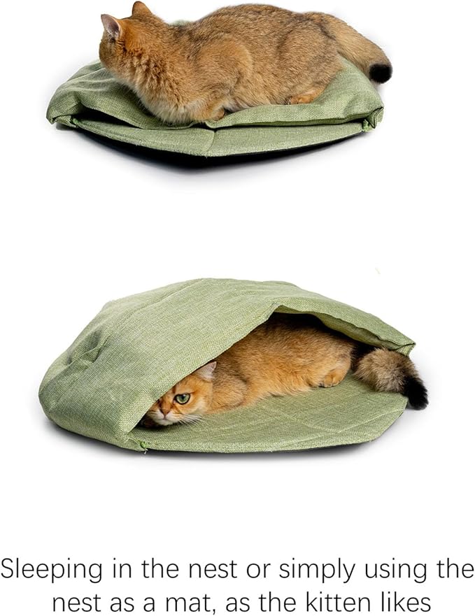 Indoor Cats Cave Bed with Leaves Shape Design Fabric Rest Bed Sleep Bag for Kittens and Winter Autumn Essential Furniture