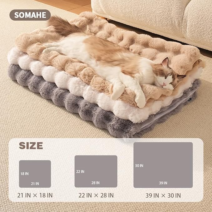 SOMAHE Cat Blanket, Reversible Sherpa & Bubble Fleece Pet Throw, Ultra-Soft Plush for Indoor Cats, Machine Washable, Anti-Static, Warm & Cozy, 22"×18" Inch Gray
