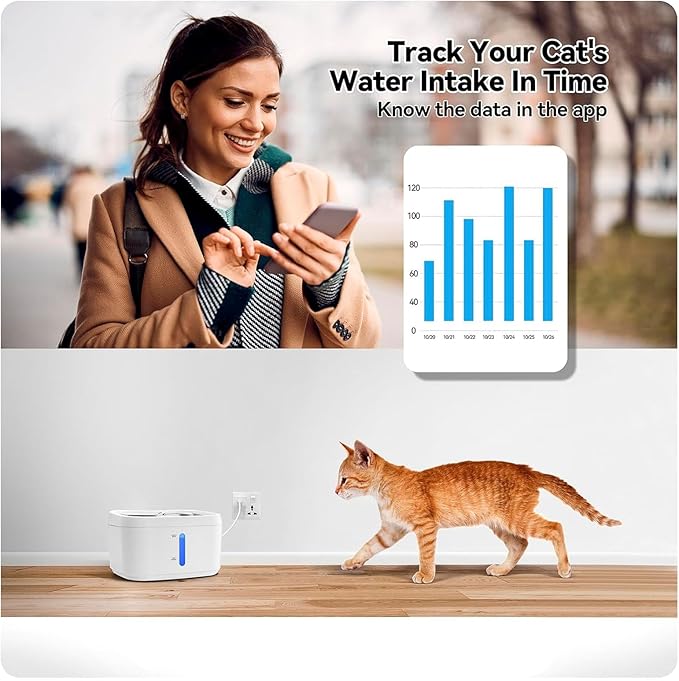 Cat Drinking Dispenser,2.5L Stainless Steel Smart Automatic Sensing Circulating Pet Water Dispenser Pet Water Fountain Inside Cat Dog Pet Drinking Station for Home