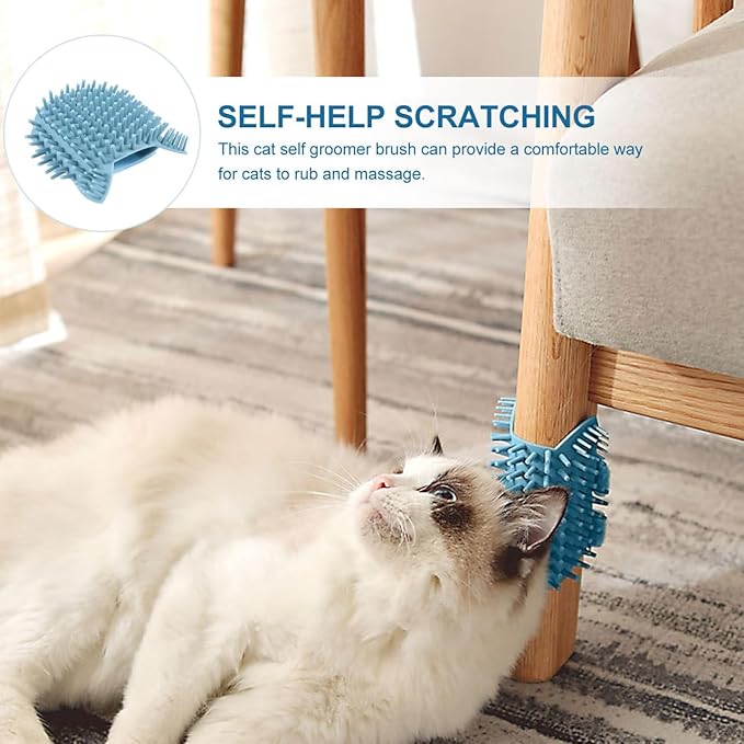 Milisten Cat Corner Self Massager Brush Silicone Pet Grooming Tool for Indoor Cats with Soft Bristles for Loose Hair Removal and Comfortable Massage on Walls and Furniture Corners