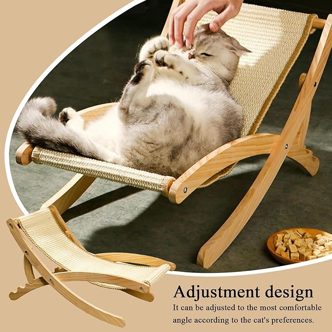 Foldable Cat Lounger - Adjustable Pet Chair, Space-Saving Foldable Bed for Cats, Comfortable Lounging and Resting Accessory, Portable Pet Furniture Tool for Travel Veterinary Bedroom Patio Living Room