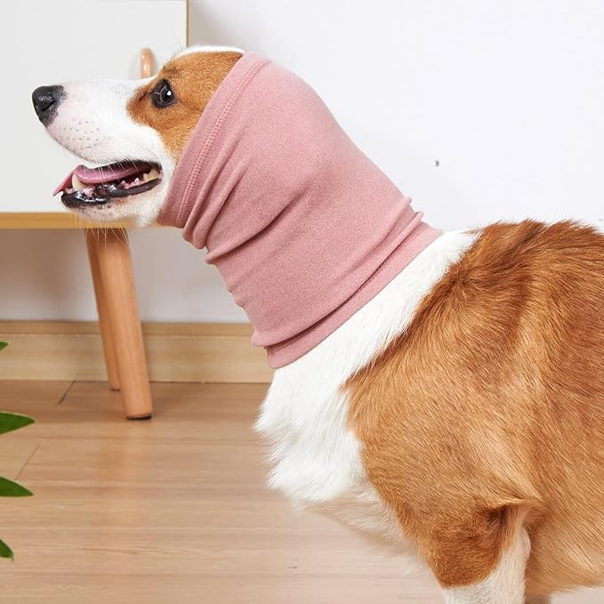 Calming Dog Ear Wrap Snood - Anti-Anxiety, Blow Dry Aid & Hematoma Prevention for Dogs, Pail Lilac+Aqua Blue