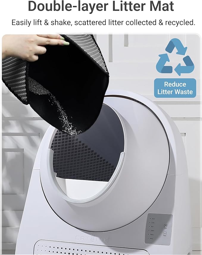 CATLINK 2026 Upgrade Self Cleaning Cat Litter Box with Mat, Automatic Litter Box for Multiple Cats 3.5 to 22 lbs, Double Odor Control, Safety Sensors