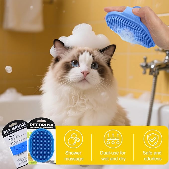 4PCS Professional Pet Hair Remover Glove Set, Black Mesh, Grooming Brush with Silicone Tips, for Dogs and Cats (3-Pack Gloves + 1 Brush)