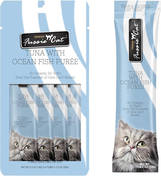 Fussie Cat Tuna with Ocean Fish Puree Grey 4 Count (Pack of 3)