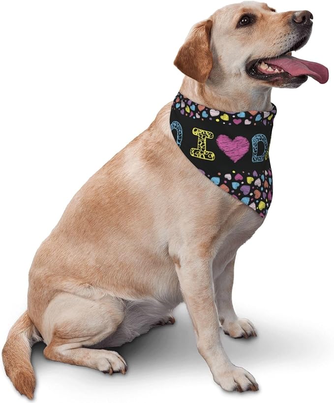 Happy Father's Day Dog Bandana Adjustable Reversible Triangle Dog Scarf Scarves Pet Bibs Costume Accessory Decor for Cats